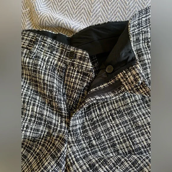 Sebastian Cruz Couture Bouclé Tweed Trousers Slim Black White Men 32x28 Designer